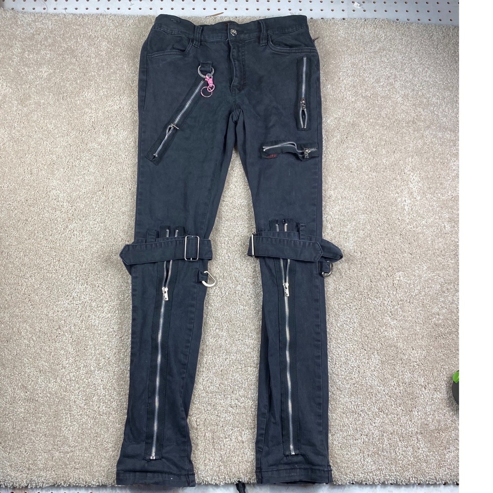 Tripp NYC Daang Goodman Black Bondage Zipper Punk Pants Size 30